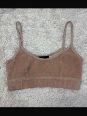 The range nyc ribbed velvet cropped tank top in saddle